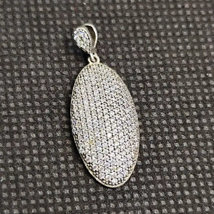 آویز گردنبند نقره زنانه مدل سنگ برلیان کد 958