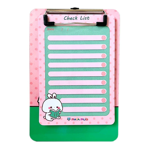 تخته شاسی پایاپاب مدل چک لیست طرح خرگوش سایز A5 به همراه کاغذ یادداشت