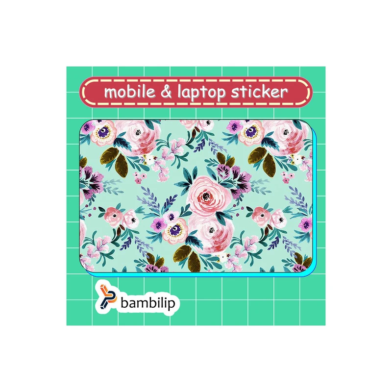 استیکر بامبیلیپ مدل کارت عابر طرح گل گلی ملایم آبی کد 2942892