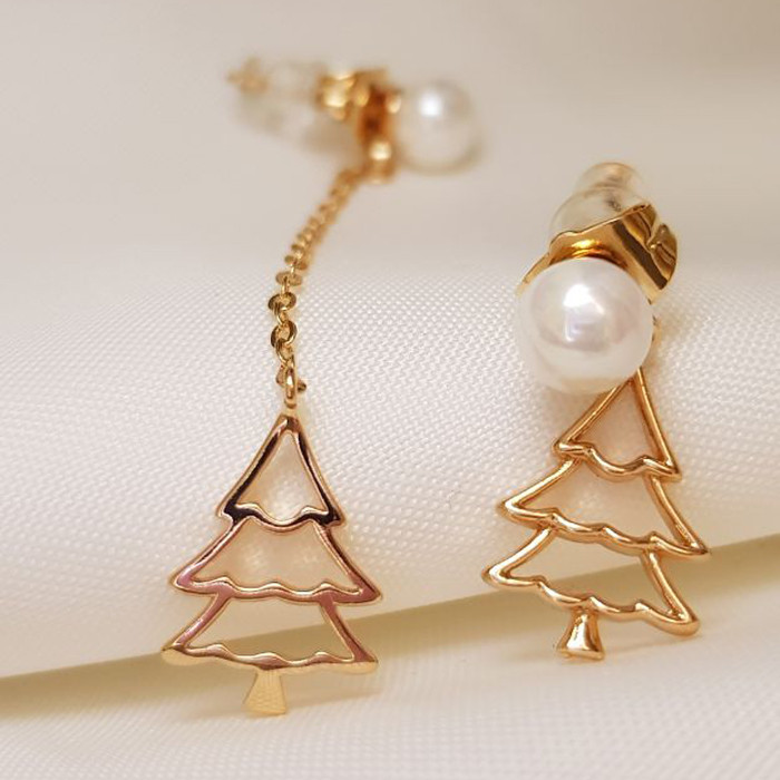 گوشواره دخترانه ژوپینگ مدل مرواریدی کاج xp2906