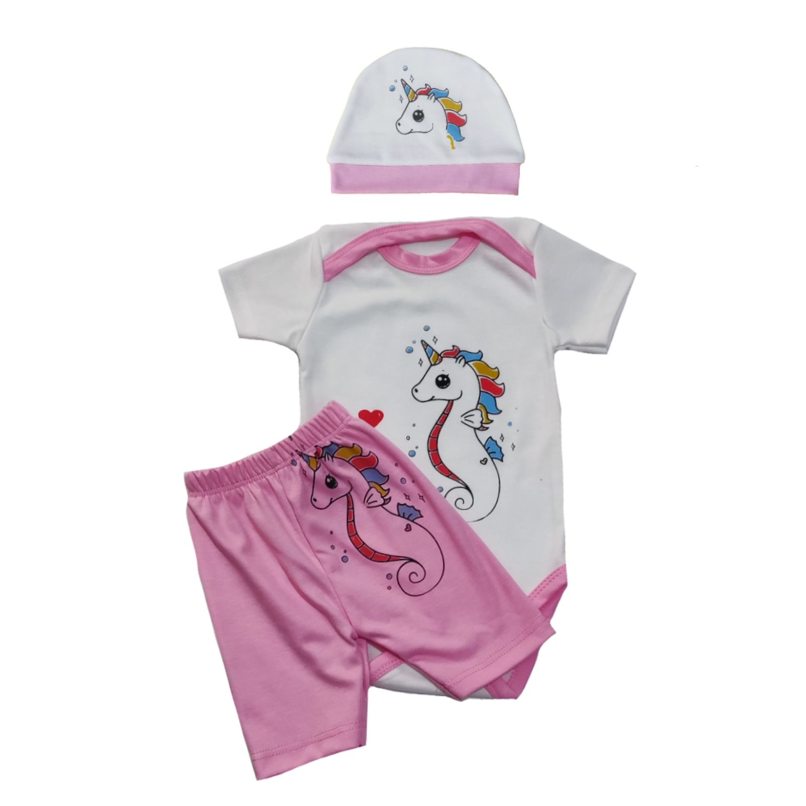 ست 3 تکه لباس نوزادی سرینیکو مدل Unicorn کد B03 -  - 4
