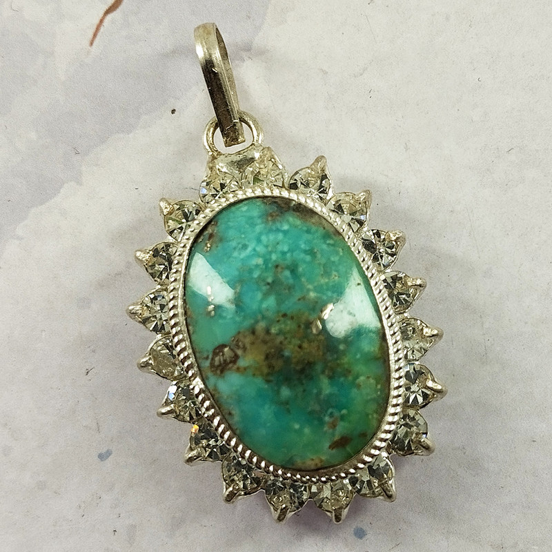 آویز گردنبند نقره زنانه سلین کالا مدل فیروزه نیشابور کد 26