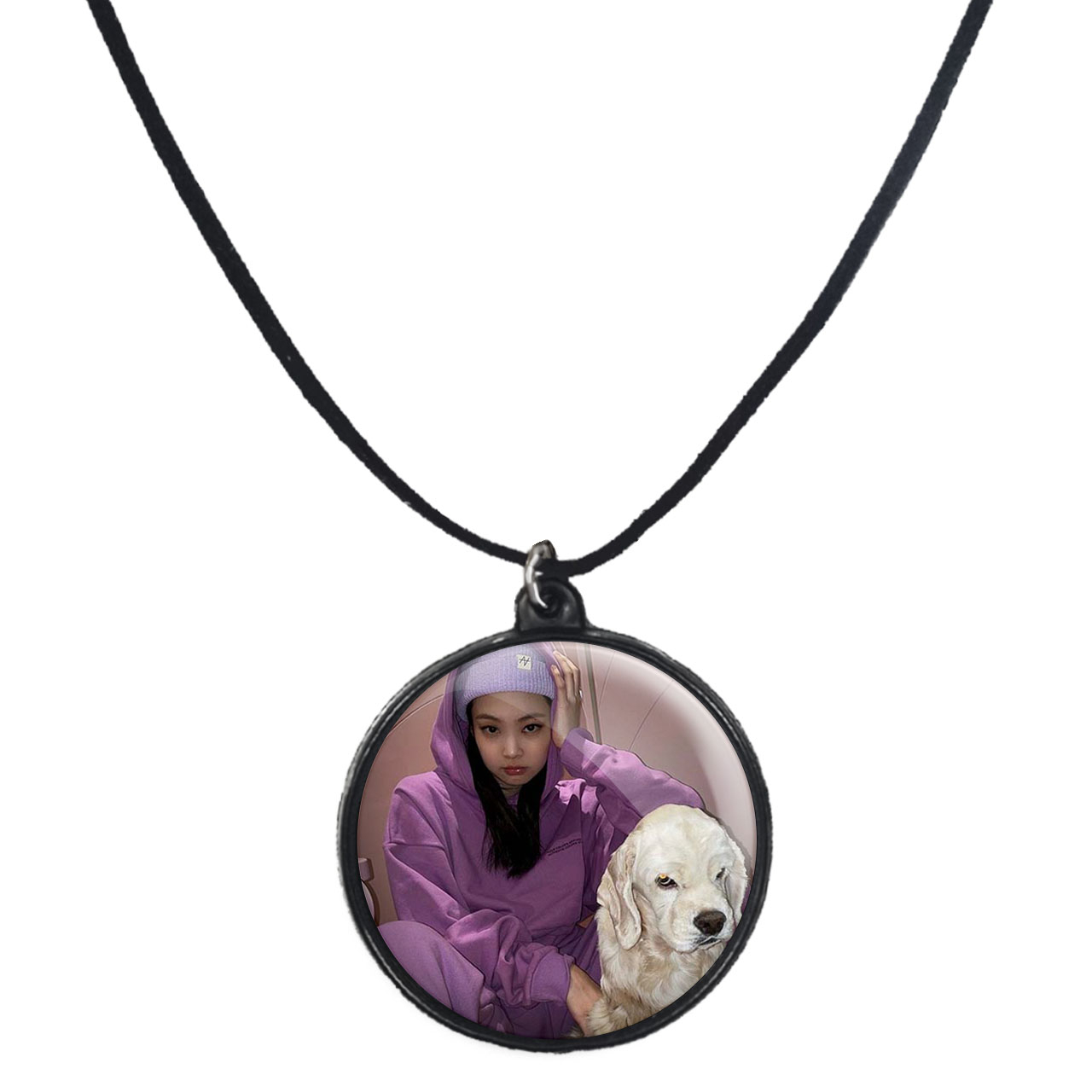 گردنبند پرمانه طرح بلک پینک کد pmb.6762 مدل دو طرفه