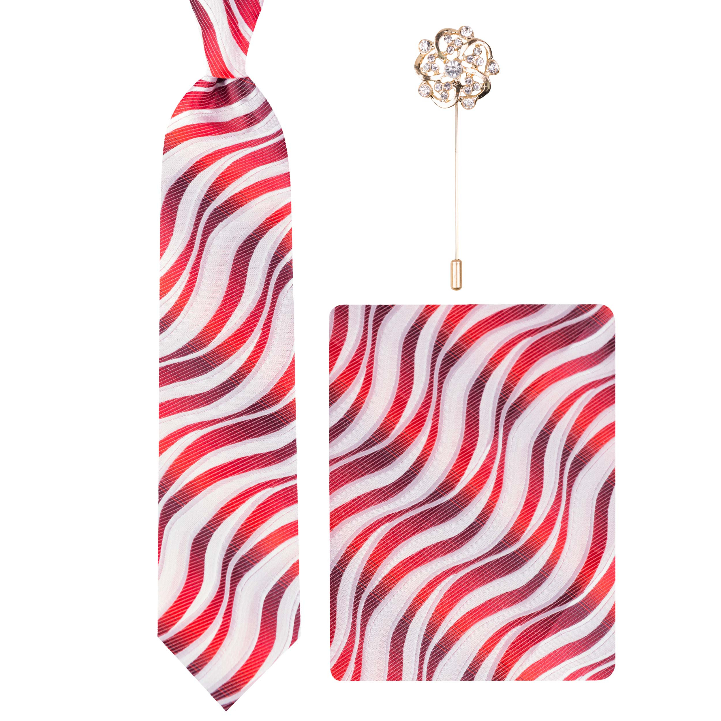 ست کراوات و دستمال جیب مردانه مدل GF-PO1107-R