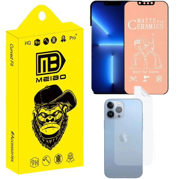 محافظ صفحه نمایش مات میبو مدل new مناسب برای گوشی موبایل اپل IPHONE 13promax به همراه محافظ پشت گوشی