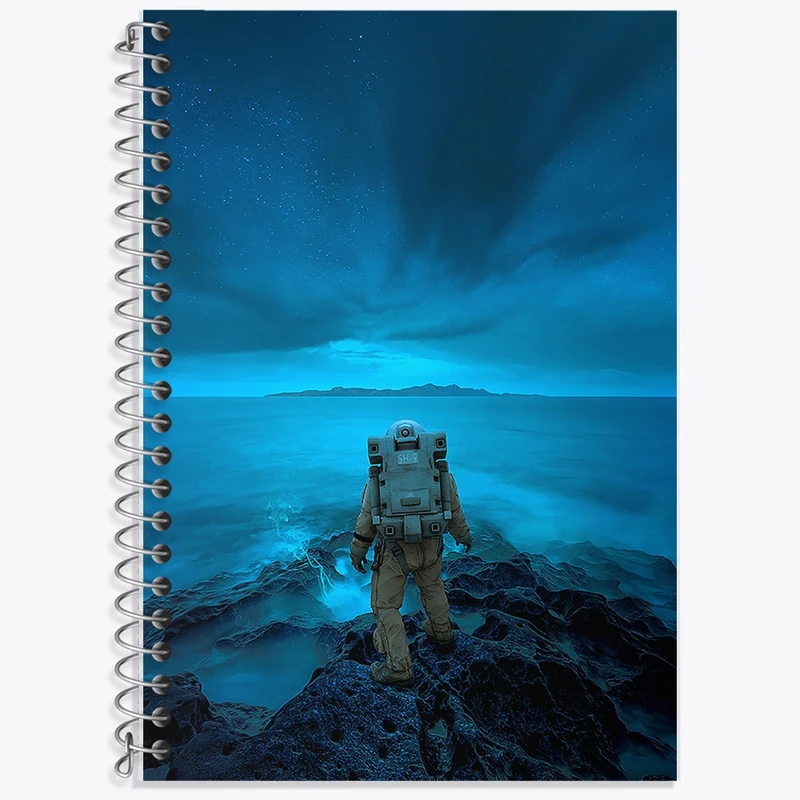 دفتر زبان 50 برگ خندالو مدل دو خط طرح فضانورد کد F34