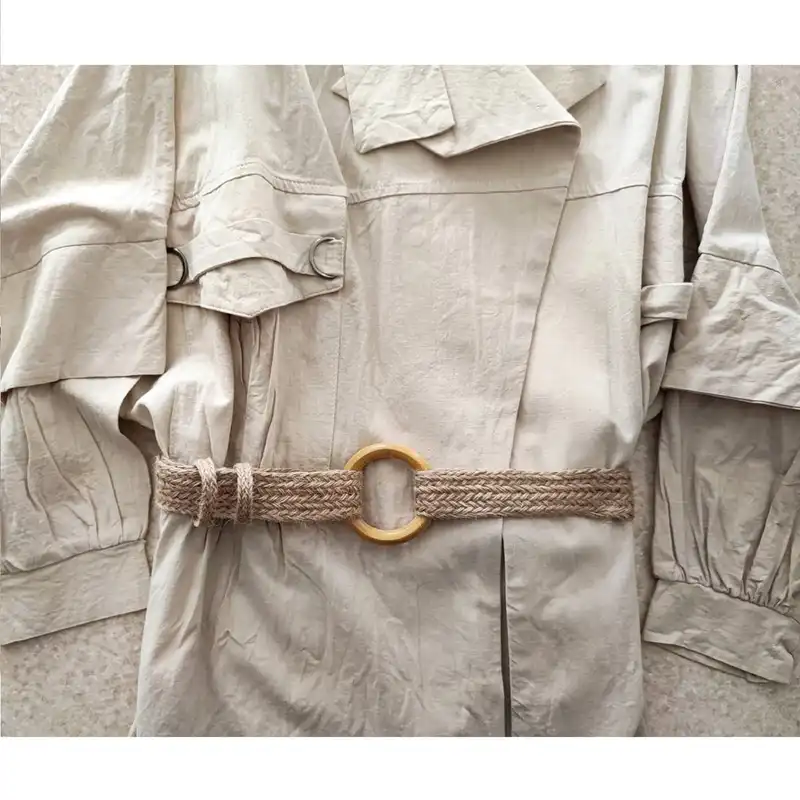 کمربند زنانه زاشادو مدل چوبی کنفی کد 55