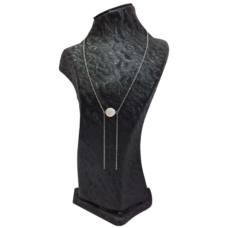 گردنبند زنانه مدل مروارید باروک سکه ای پرورشی کد NP-01