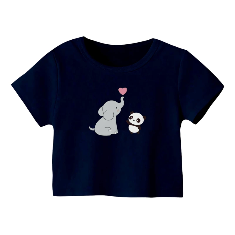 کراپ‌ تی‌شرت آستین کوتاه زنانه مدل فیل کد 2