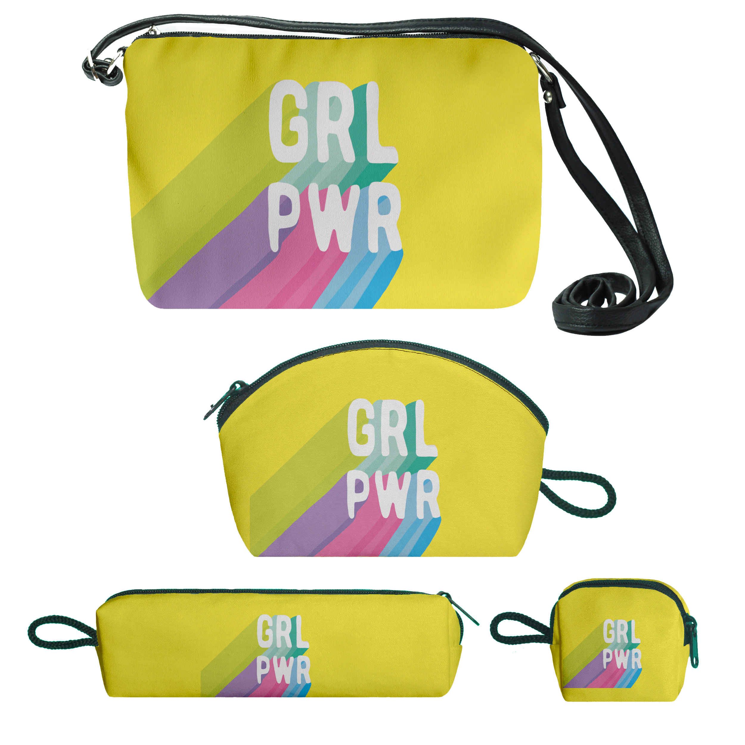 کیف دخترانه طرح grl pwr کد f131 مجموعه 4 عددی