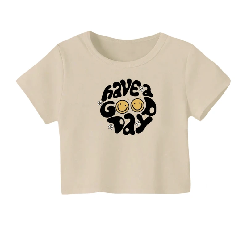 کراپ‌ تی‌شرت آستین کوتاه زنانه مدل تکست کد 04