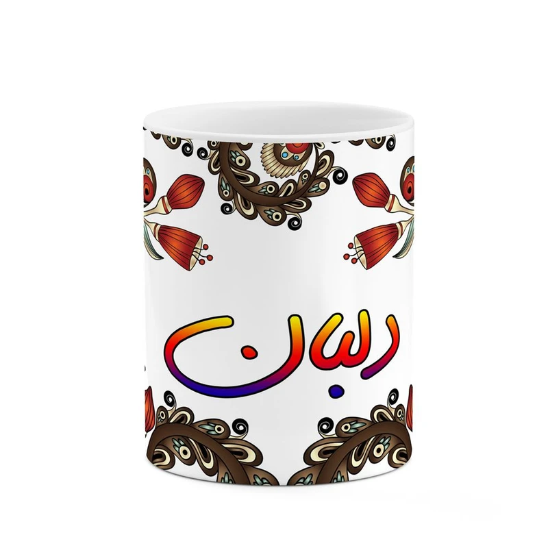 ماگ کاکتی مدل اسم دلبان طرح سنتی گل و بته کد mgh45011