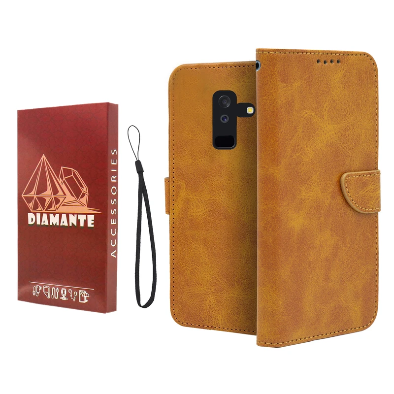 کیف کلاسوری دیامانته مدل Mortand Ros مناسب برای گوشی موبایل سامسونگ Galaxy A6 Plus به همراه بندآویز