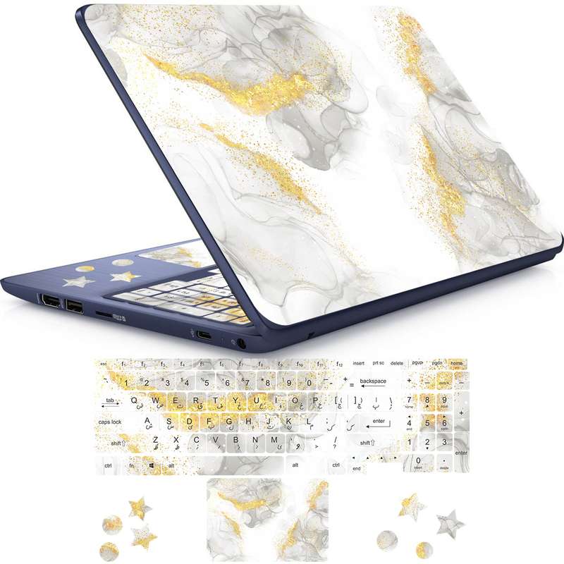  استیکر لپ تاپ راتیانا مدل light marble مناسب برای لپ تاپ 15 تا 17 اینچ به همراه برچسب حروف فارسی کیبورد