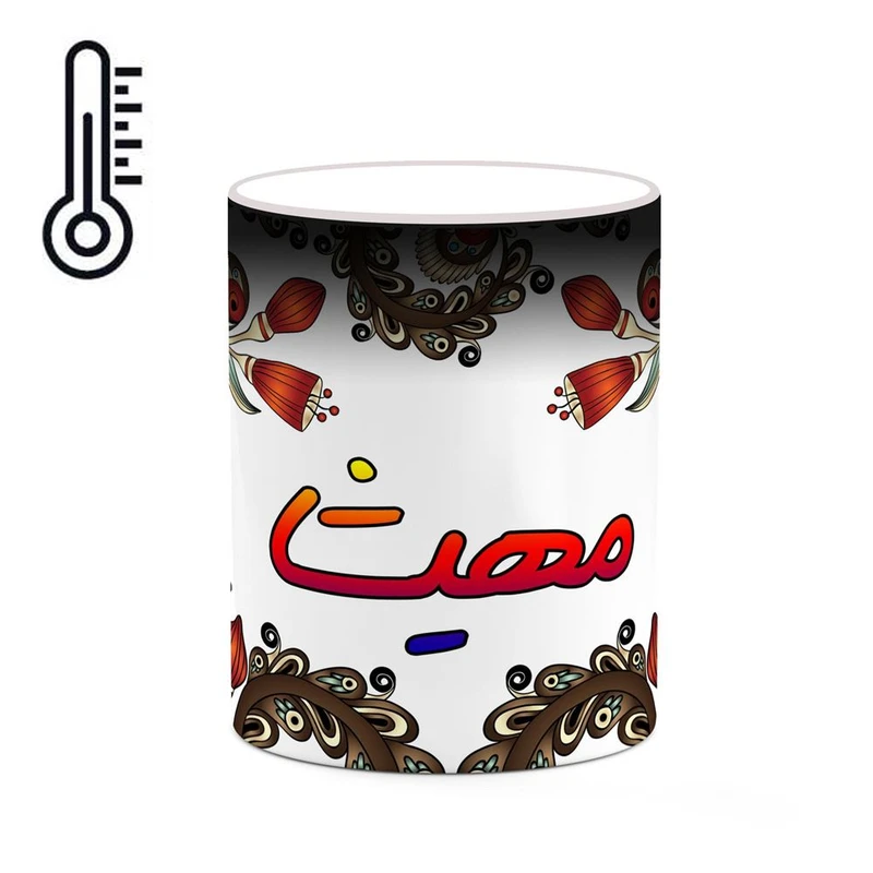 ماگ حرارتی کاکتی مدل اسم مهیشا طرح سنتی گل و بته کد mgh47828