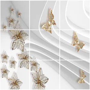 تایل سقفی آسمان مجازی طرح پروانه و گل کد 3D2080-9 سایز 60x60 سانتی متر مجموعه 9عددی