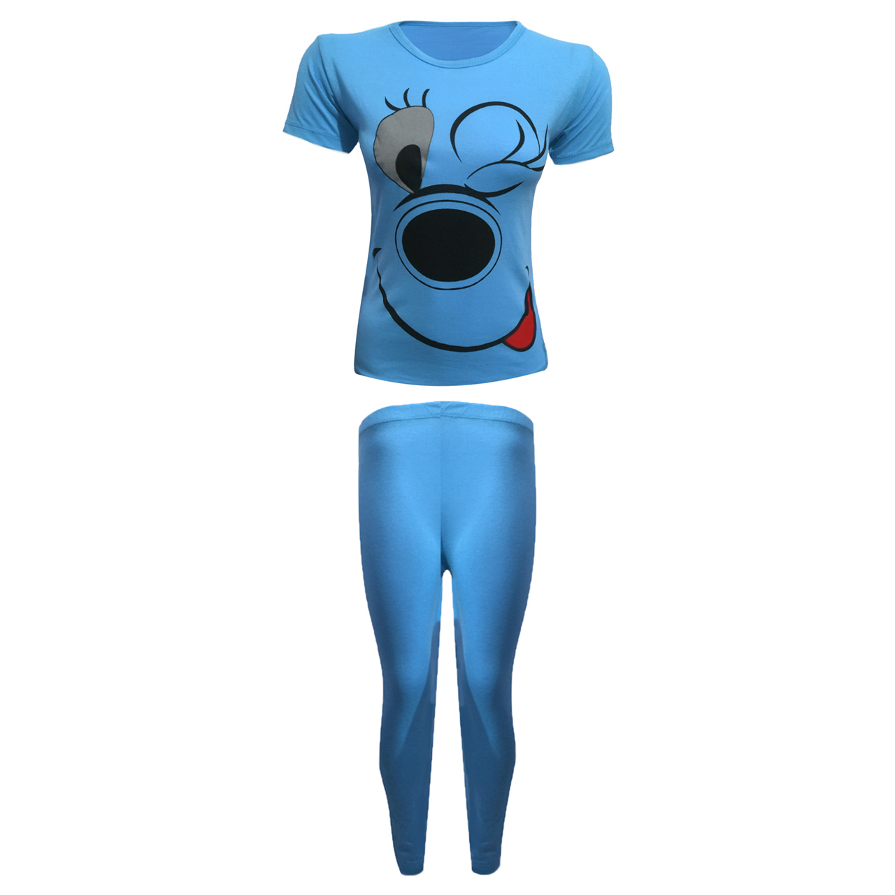 ست تی شرت آستین کوتاه و شلوار زنانه مدل Elias کد tm-167888 رنگ آبی
