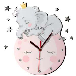 ساعت دیواری کودک مدل فیل و ماه کد C01