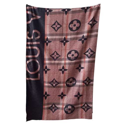 شال زنانه لویی ویتون مدل موهر پاییزه زمستانه زمینه چهارخانه