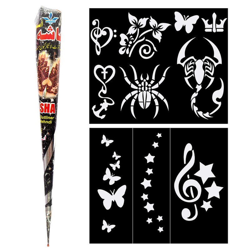 حنا طراحی و شابلون تتو موقت مدل NA047 مجموعه 3 عددی