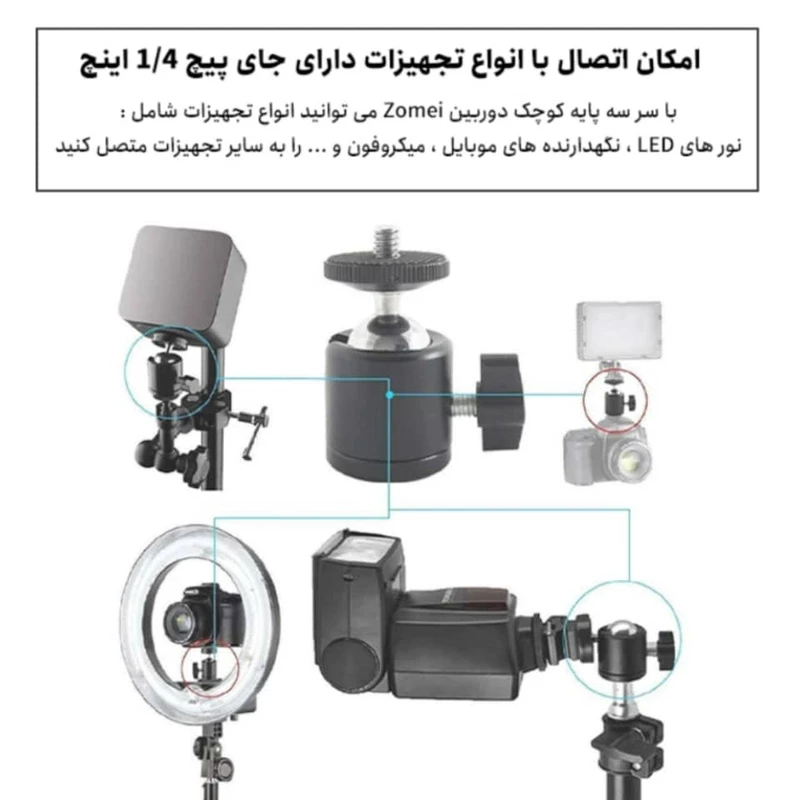 عکس شماره 4 : سر سه پایه زومی مدل adjustable