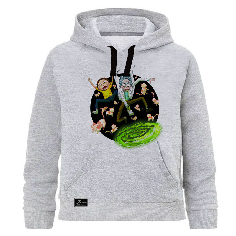 هودی پسرانه چاپیستا طرح RICK AND MORTY کد J78 رنگ طوسی