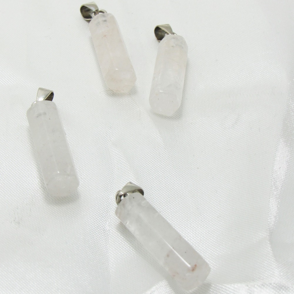 آویز گردنبند مدل استوانه سنگ کوارتز