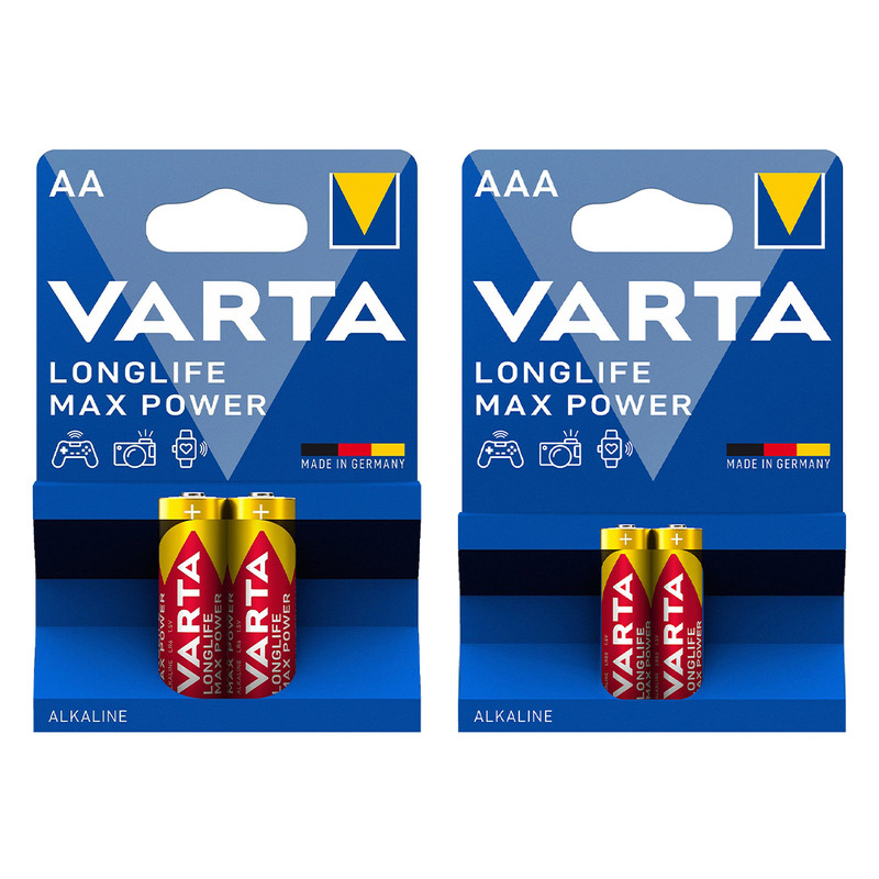 باتری قلمی و نیم قلمی وارتا مدل MAX POWER مجموعه 4 عددی