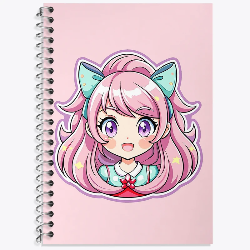 دفتر زبان 50 برگ خندالو مدل سه خط طرح دخترانه بامزه کد N2600