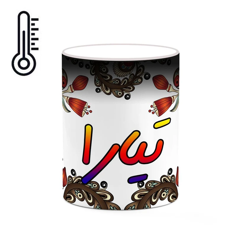 ماگ حرارتی کاکتی مدل اسم تیارا طرح سنتی گل و بته کد mgh44605