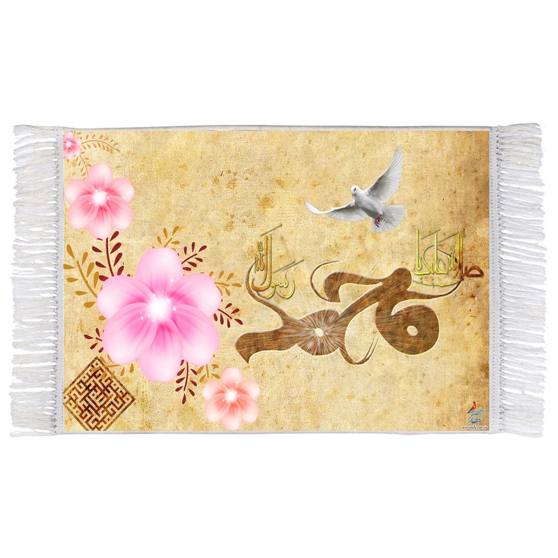فرش ماشینی دیوارکوب اطلس آبی مدل محمد کد T4133
