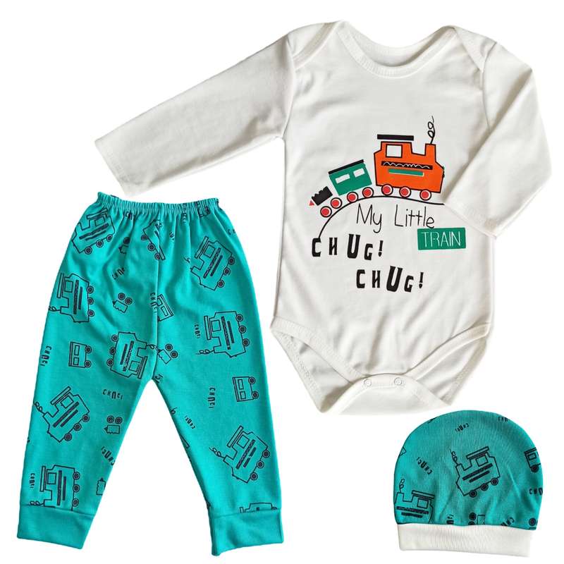 ست 3 تکه لباس نوزادی مدل قطار