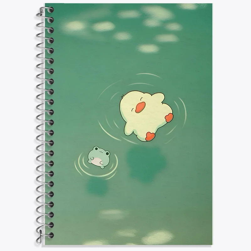 دفتر زبان 50 برگ خندالو مدل دو خط طرح اردک و قورباغه کیوت کد N3810