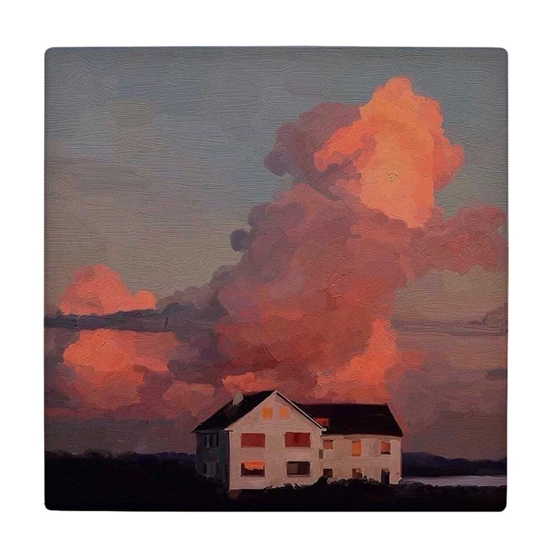  زیر لیوانی  طرح خانه و ابرها کد    5927719_4643