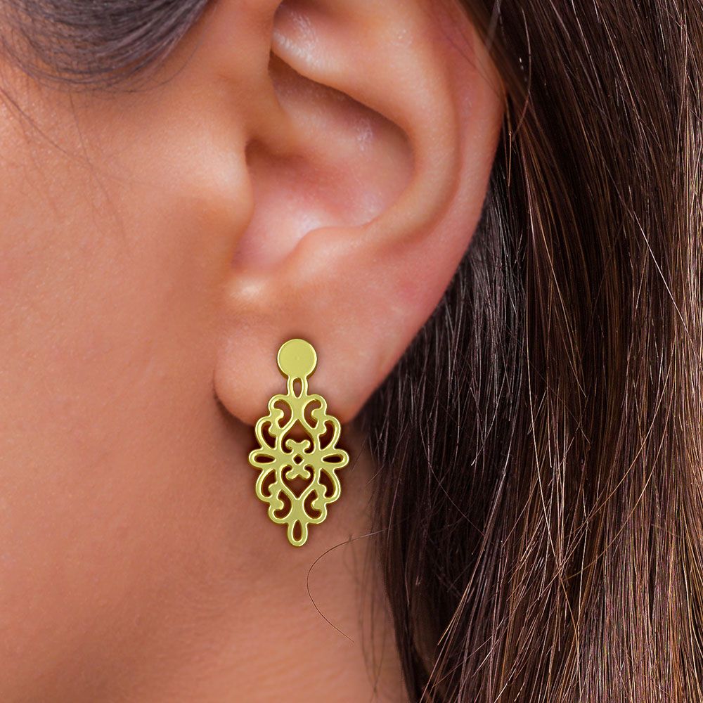 گوشواره طلا 18 عیار زنانه مدوپد مدل اسلیمی کد GA1-10751 -  - 3