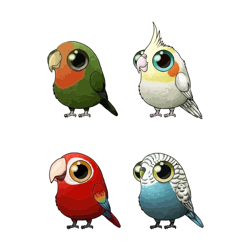 استیکر لپ تاپ  طرح طوطی کد 2056 مجموعه 4 عددی