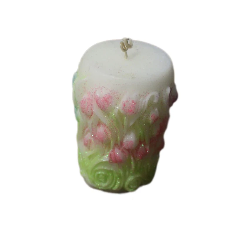 شمع استوانه‌ای معطر مدل لاله با رایحه گل زمان اتمام 10 ساعت