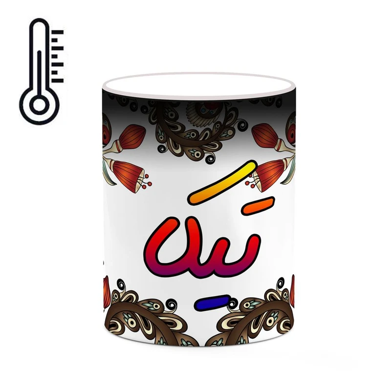 ماگ حرارتی کاکتی مدل اسم تیکا طرح سنتی گل و بته کد mgh44624