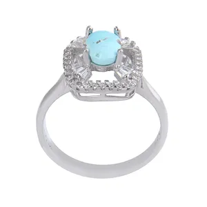 انگشتر نقره زنانه بازرگانی میلادی مدل سنگ فیروزه گد AWR_1011