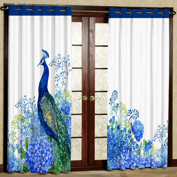 پرده مدل طاووس چاپی هازان پانچی کد418 سایز 200x140 سانتی متر