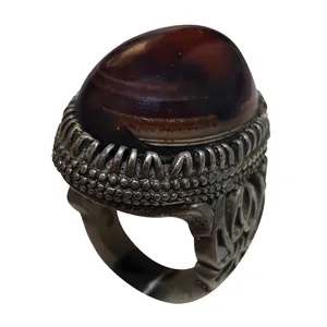 انگشتر نقره مردانه مدل عقیق سه پوست A3PJ226260