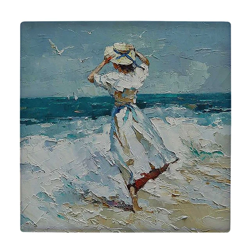 زیر لیوانی  طرح نقاشی بانو در ساحل کد    5989899_4946