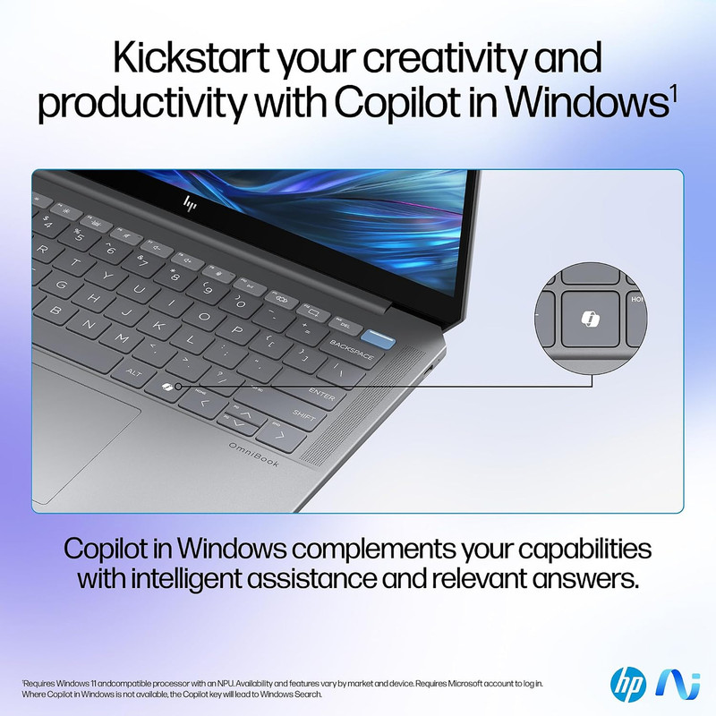 لپ‌تاپ 14 اچ‌ پی مدل OmniBook Ultra 14 fd0002na-Ryzen AI 9 365-32GB LPDDR5X-2TB SSD-Touch-2.2K-Backlit - کاستوم شده