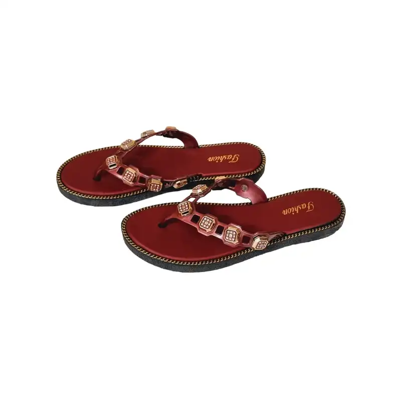 دمپایی لاانگشتی زنانه مدل نگینی زمرد ZR-007