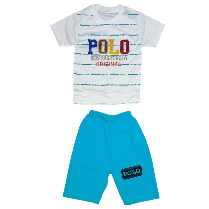 ست تی شرت و شلوارک بچگانه مدل پنبه ای 8888BL