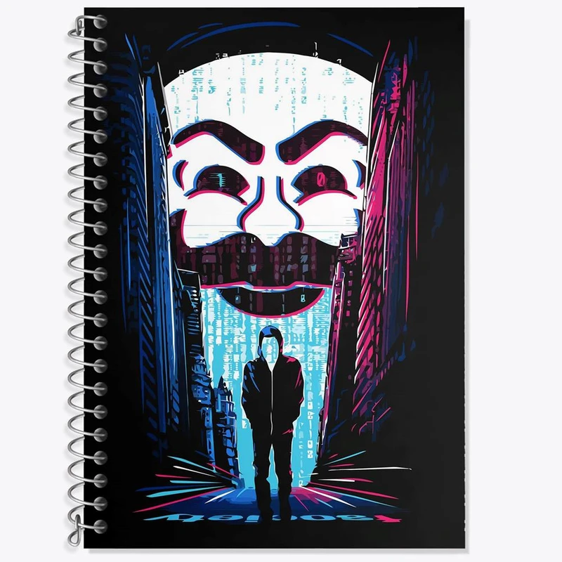 دفتر زبان 50 برگ خندالو مدل سه خط طرح سریال آقای ربات Mr.Robot کد 10235