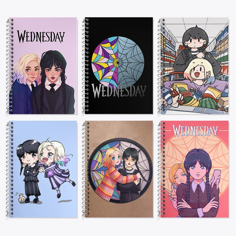 دفتر زبان 50 برگ خندالو مدل دو خط طرح ونزدی (Wednesday) کد 727 مجموعه 6 عددی