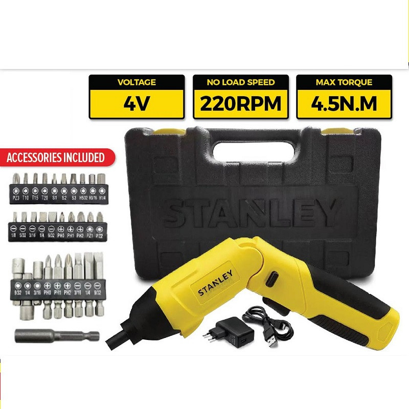 مجموعه 32 عددی پیچ گوشتی شارژی 4 ولت استنلی مدل SCS4K مجموعه 32 عددی پیچ گوشتی شارژی 4 ولت استنلی مدل SCS4K