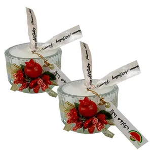 شمع دست ساز ظرفی یلدا طرح انار مجموعه دو عددی