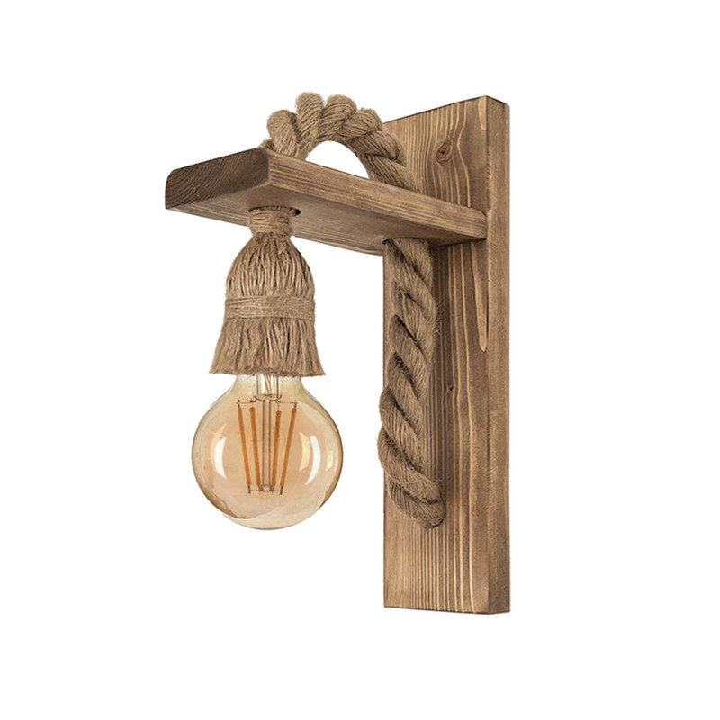 چراغ دیواری مدل چوبی کنفی کد FAED004WL مجموعه 2 عددی
